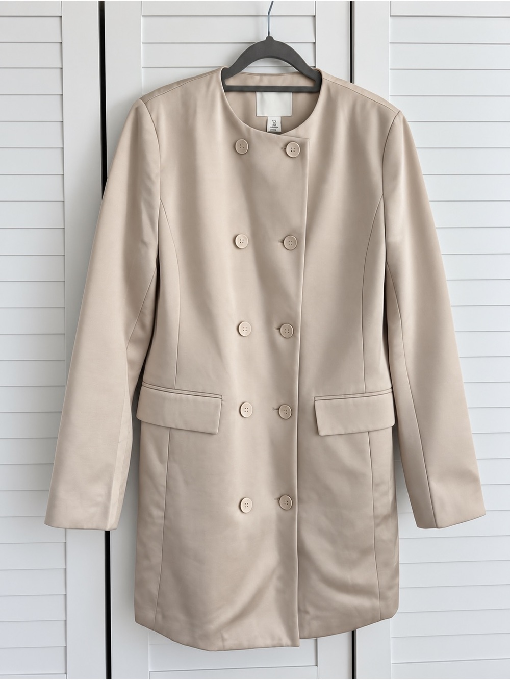 H&M Women's Double-Breasted Light Beige Pea blazer dress